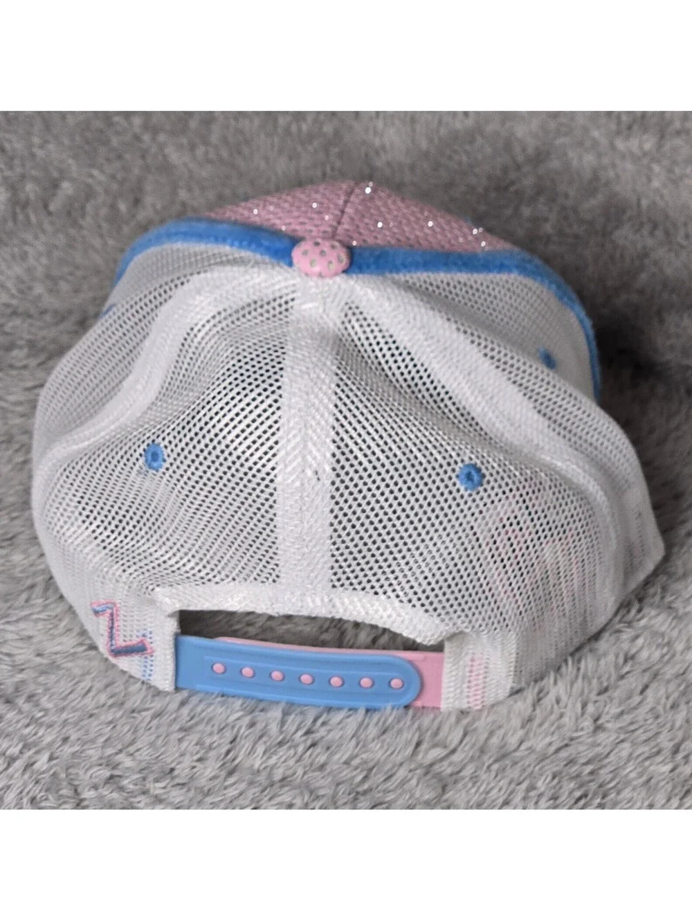 Zephyr Vegas Rhinestone Pink Blue Mesh Trucker Snapback Hat Sample Cap